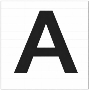 300dpiのなめらかなAの文字